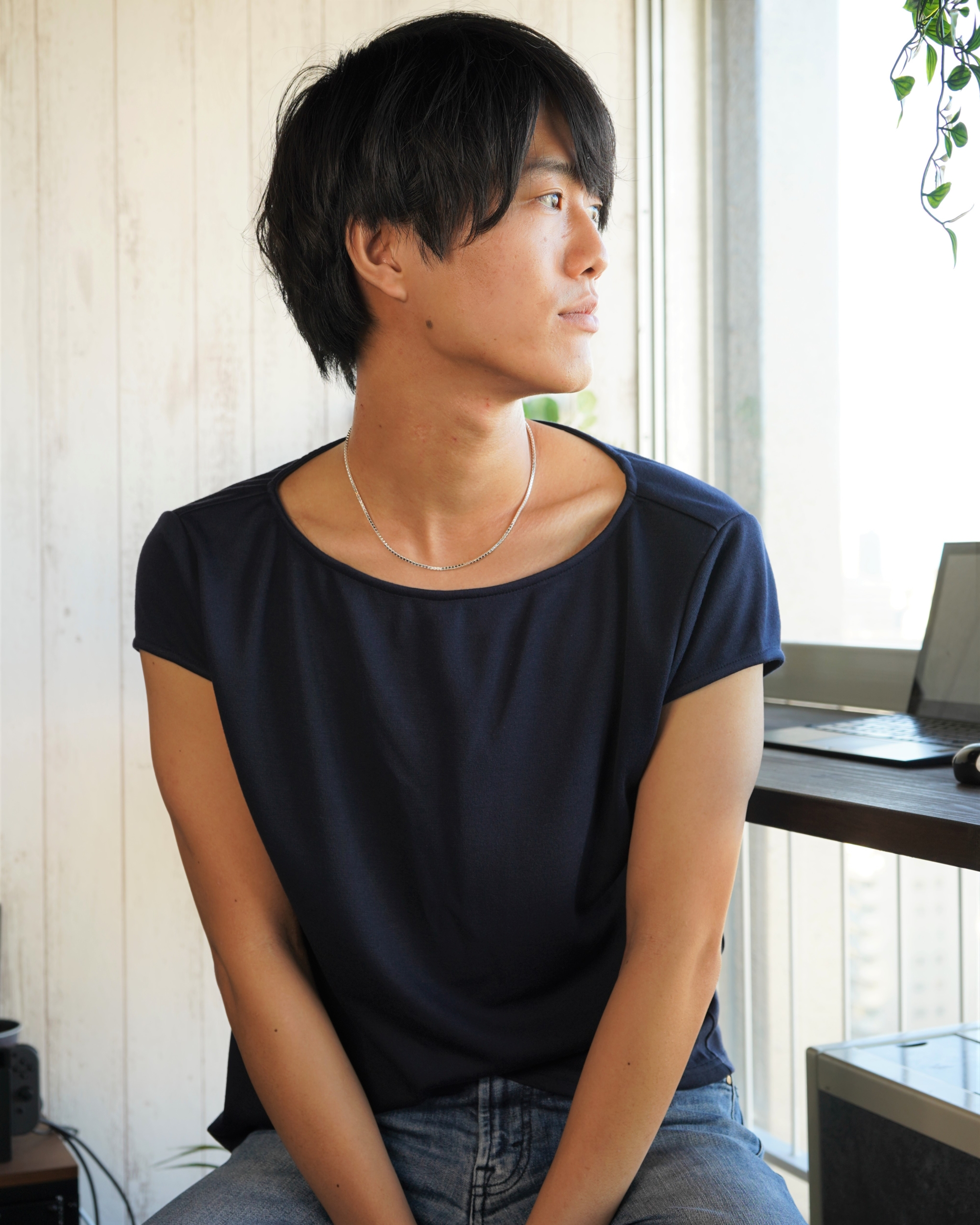 メンズ ボートネック フレンチスリーブ C 002 M E L Destiny